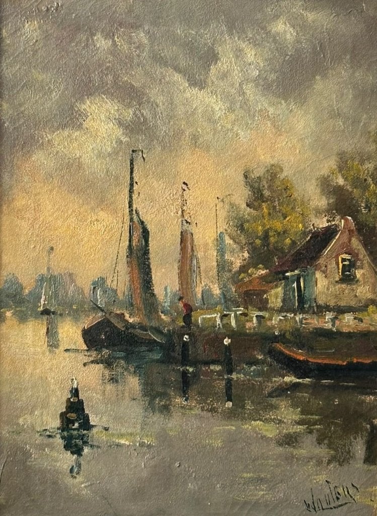 Koudekerk aan den Rijn - 1898 - Olieverf - A. Wouters (1898), Doek, Impressionistisch, Ophalen of Verzenden, Gedateerd