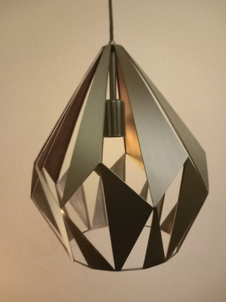 Hanglamp zwart diamant, Zo goed als nieuw, Modern, strak, sierlijk, Metaal, E27 (groot)