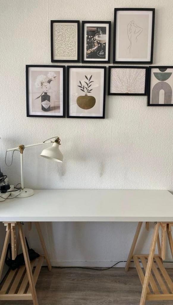 IKEA Finnvard twee schragen (berken) en wit tafelblad, Ophalen, Overige typen, Gebruikt, Scandinavisch