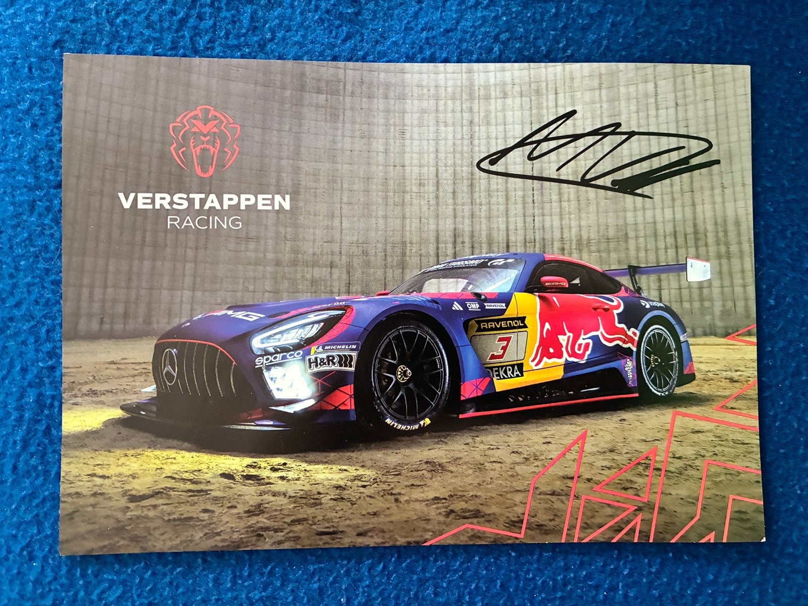 Max Verstappen GT3 kaart met gedrukte handtekening., Ophalen of Verzenden, Zo goed als nieuw, Formule 1