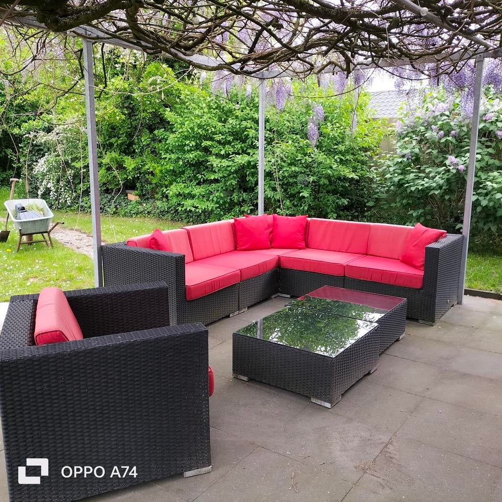 Loungeset met 1 stoel, Tuin en Terras, Tuinsets en Loungesets, Ophalen, 5 zitplaatsen, Kunststof, Gebruikt