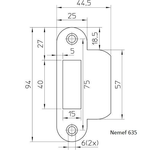 Aluminium freesmal sluitplaat loopslot Nemef 635, Doe-het-zelf en Verbouw, Gereedschap | Handgereedschap, Ophalen of Verzenden