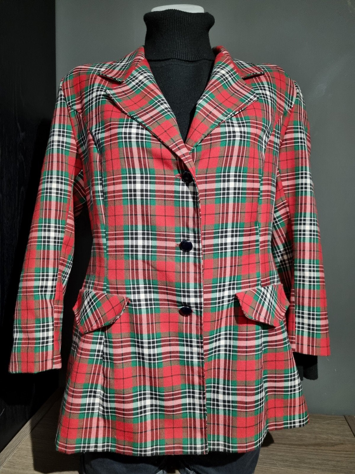 Vintage 70s Tartan Blazer / Geruit Jasje (Maat S / slanke M), Onbekend, Verzenden, Gedragen