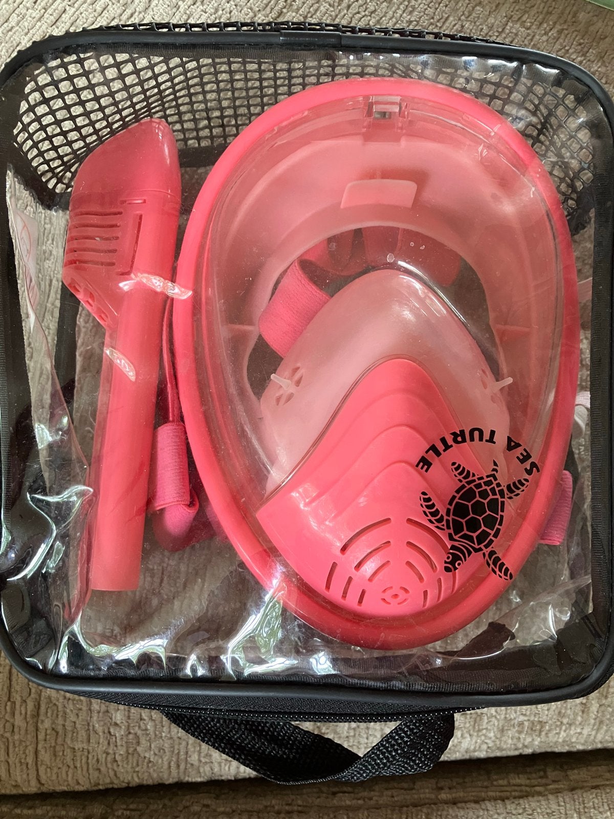 Duikmasker Sea Turtle - Roze Volgelaatsmasker, Watersport en Boten, Verzenden, Gebruikt, Duikbril of Snorkel