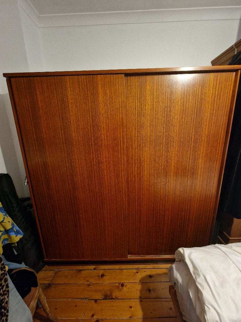 Vintage kledingkast met schuifdeuren, Huis en Inrichting, Ophalen, Met lade(s), Gebruikt, 75 cm of meer