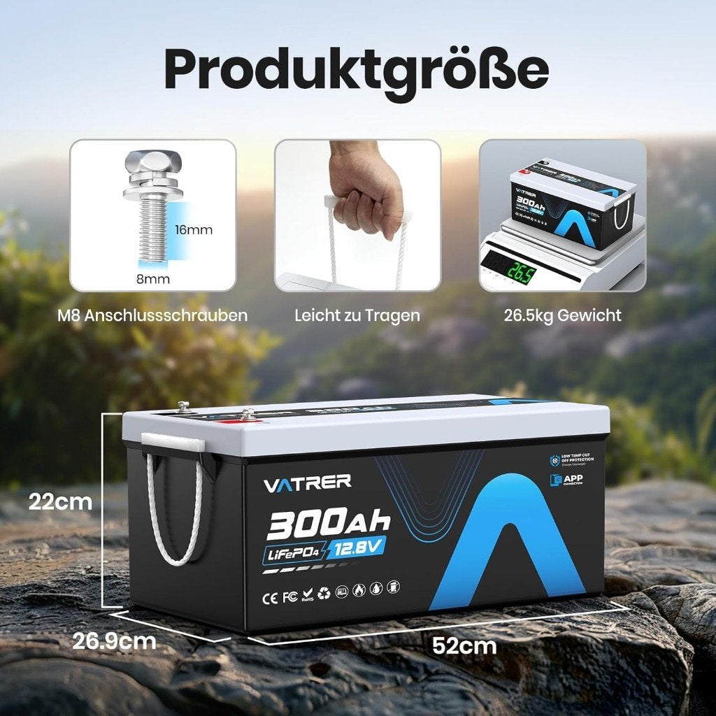Vatrer 12V 300Ah LiFePO4 Lithium Accu – 3840Wh – SMART BMS, Ophalen of Verzenden, Nieuw