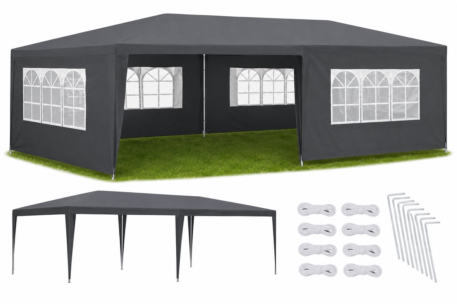 Tectake Vivara Partytent / Paviljoen 6x3 meter, Ophalen, Opvouwbaar, Partytent, Minder dan 4 meter