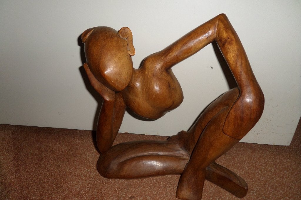 Houten sculptuur - De DENKER - H36xB31xD12cm, Ophalen, Handgemaakt, 20 - 50 cm, Beeld