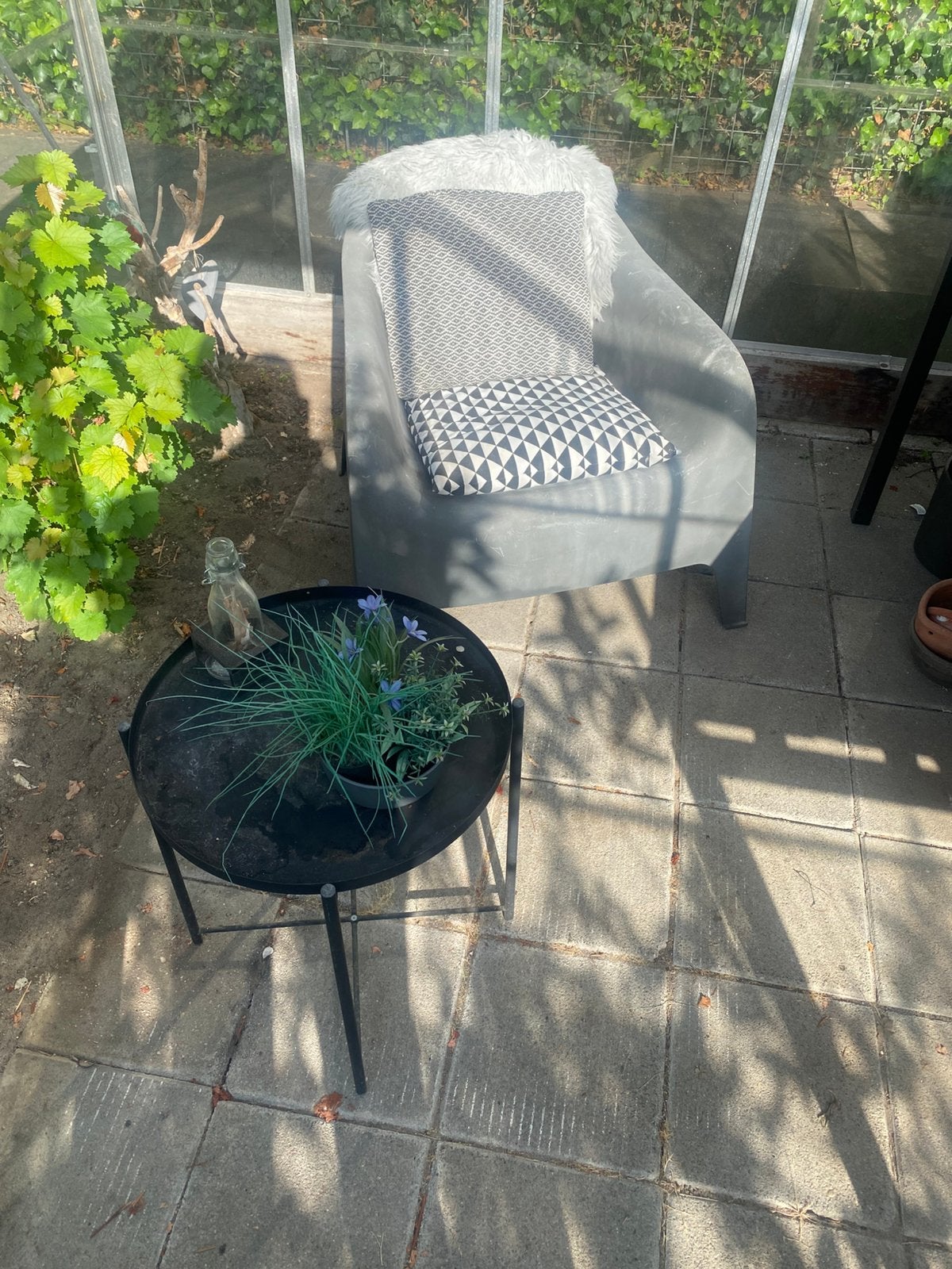 Tafeltje met luie stoel, Tuin en Terras, Ophalen of Verzenden, Gebruikt, Stoel