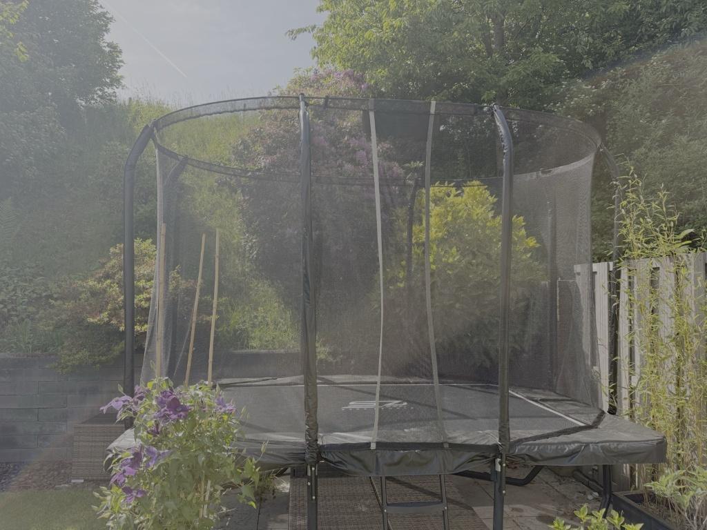 Trampoline Senz Sports J7000 214 x 305 cm + ladder + hoes, Ophalen, Zo goed als nieuw