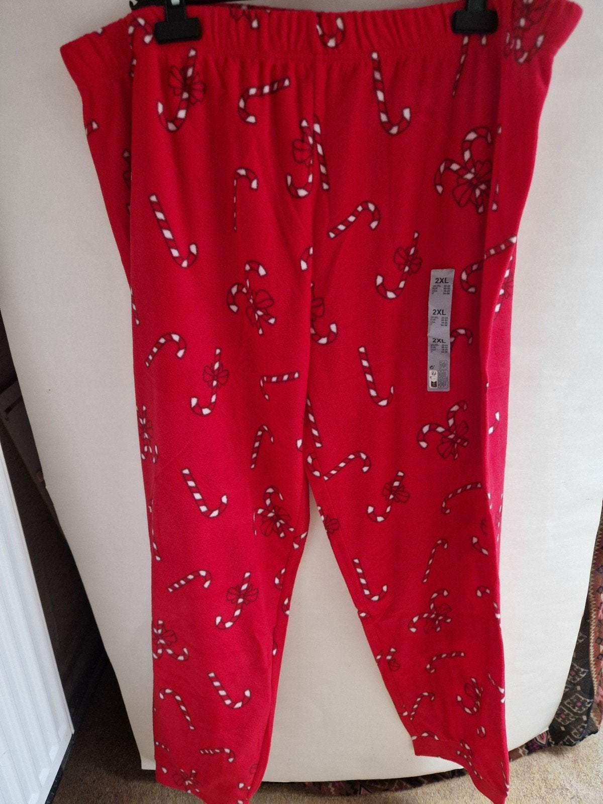 Rode zuurstok kerst thema pyjama losse broek Maat 2 xl XXL, Diversen, Kerst, Ophalen of Verzenden, Nieuw