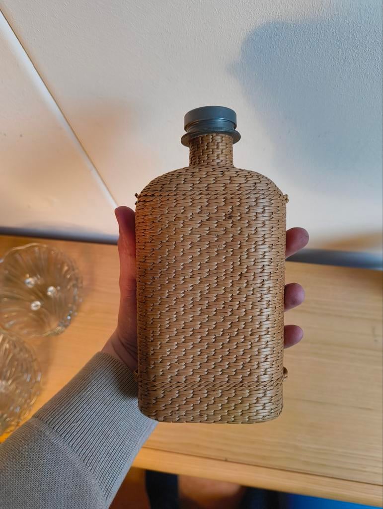 Antieke rotan veldfles, Antiek en Kunst, Ophalen of Verzenden