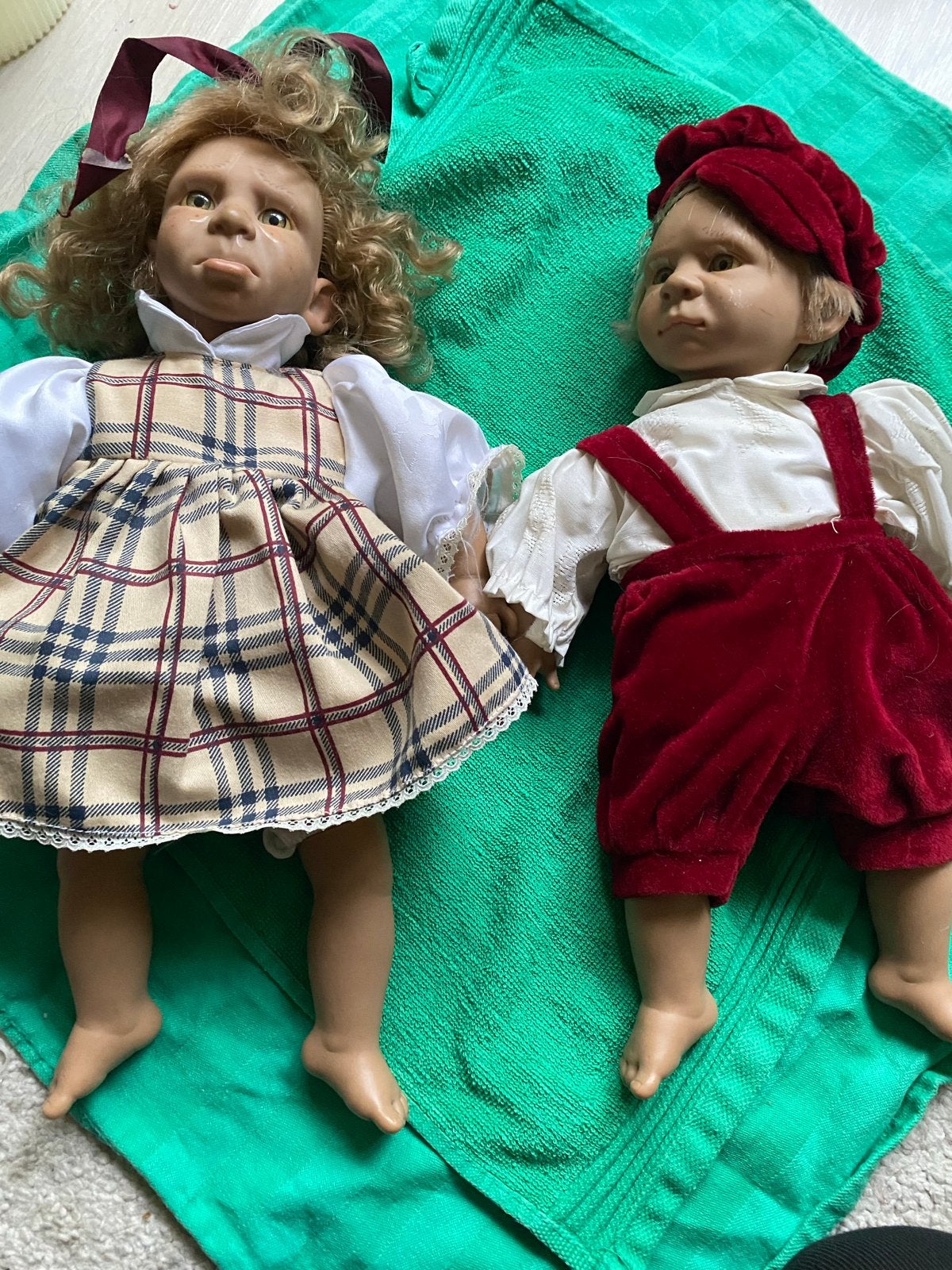 Set van 2 vintage poppen - jongen en meisje, Ophalen of Verzenden