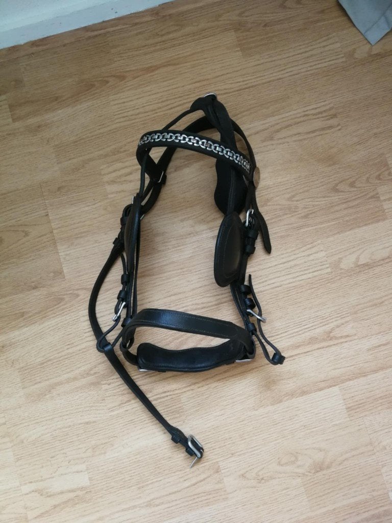 Ideal mennen hoofdstel, strengen, bit, Mentuig, Zwart, Full, Ophalen