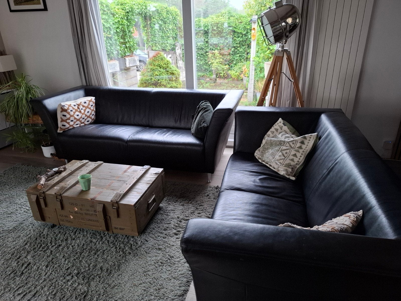 Leren bankstellen, Huis en Inrichting, Ophalen of Verzenden, Gebruikt, 75 tot 100 cm