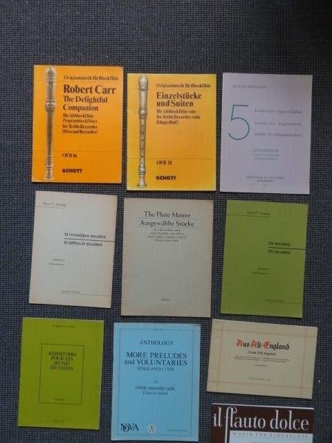 10 stuks bladmuziek voor bij studie alt blokfuit spel, Verzenden, Gebruikt, Thema, Blokfluit