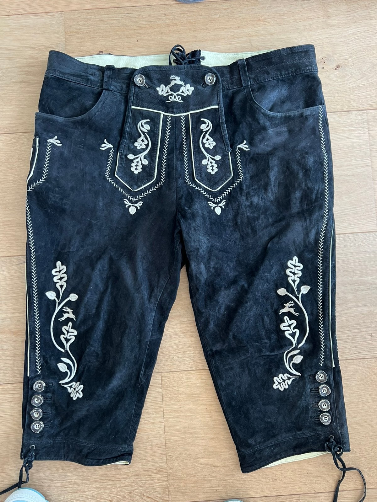 Lederhose zwart landhaus maat 54, Ophalen of Verzenden, Zo goed als nieuw, Maat 52/54 (L)
