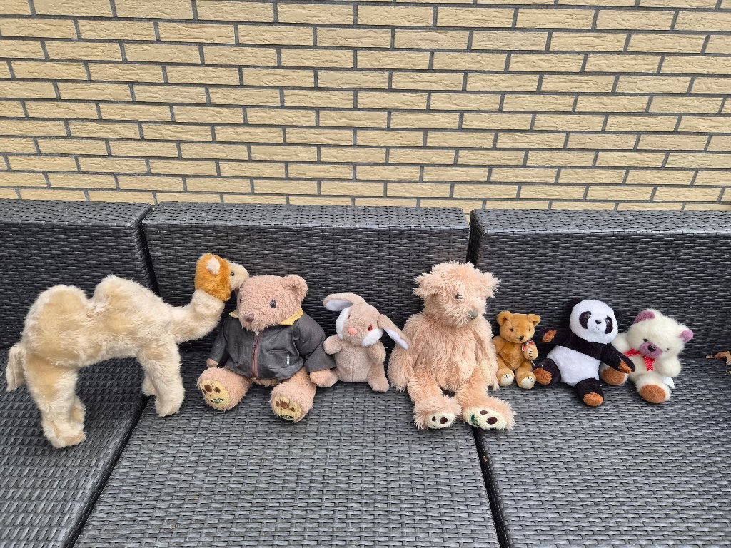 Diverse knuffels: kameel, beren, konijn, panda, hond, Ophalen, Gebruikt, Overige merken, Overige karakters