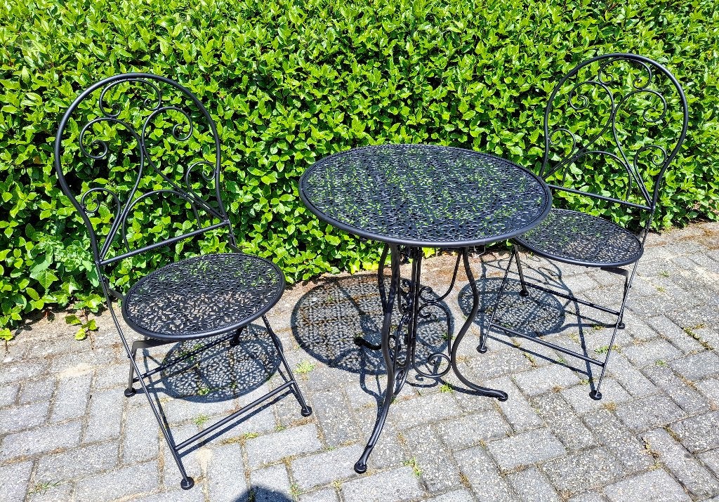 Hele mooie complete nieuwe ijzeren bistrosets., 2 zitplaatsen, Overige materialen, Bijzettafel, Nieuw