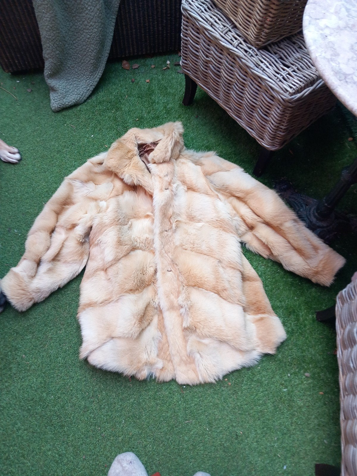 Bontjas kort vos, Kleding | Dames, Jassen | Winter, Gedragen, Maat 38/40 (M), Beige, Ophalen of Verzenden