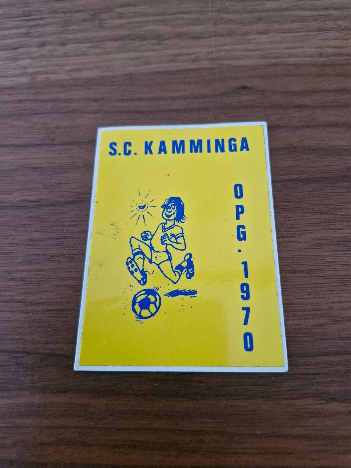 10743 Vintage S.C. Kamminga OPG 1970 Voetbal Sticker, Ophalen of Verzenden, Gebruikt, Sport