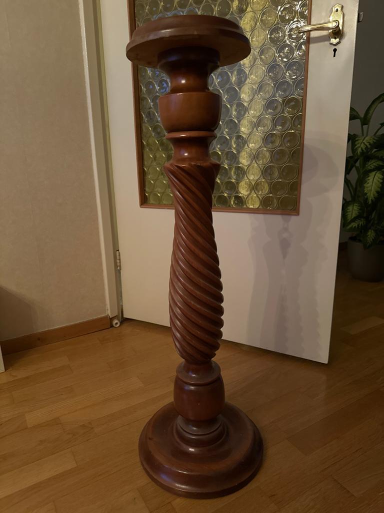 Antieke houten plantenstandaard met gedraaide zuil, Antiek en Kunst, Ophalen of Verzenden