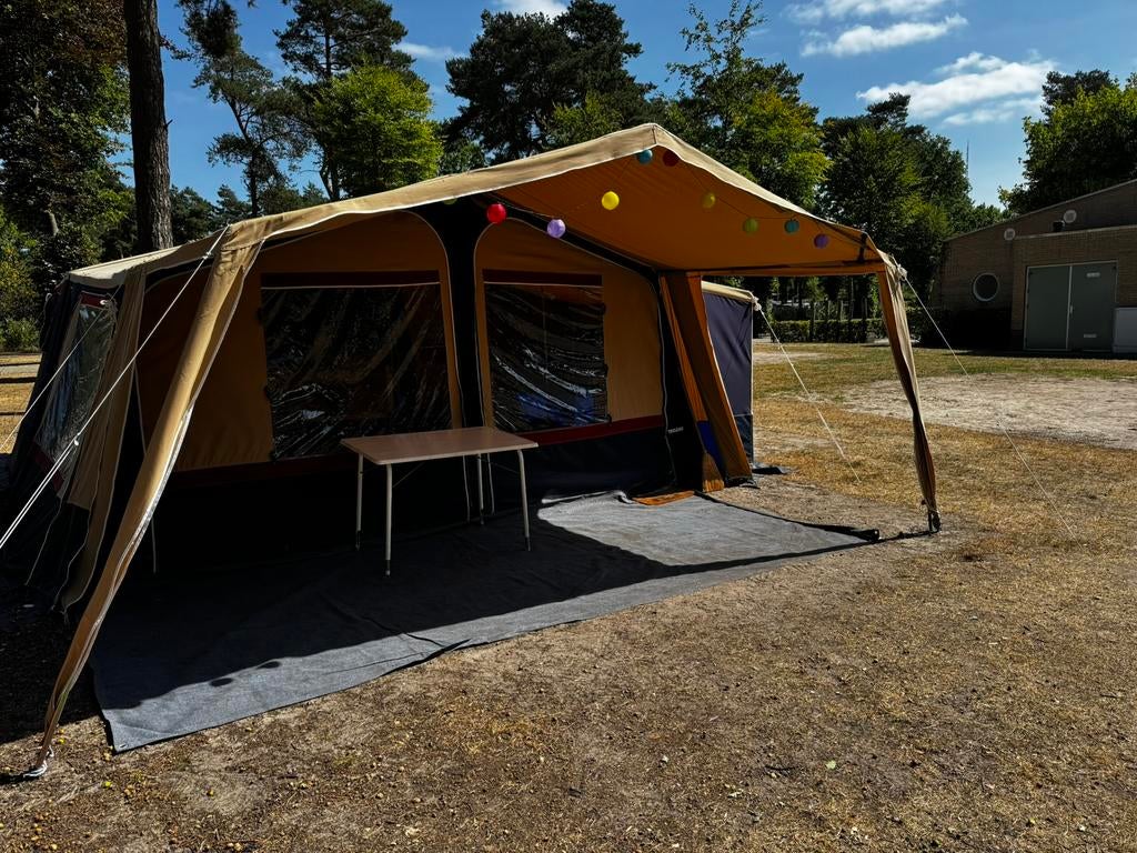 Ruime vouwwagen (met imperiaal) 2007 model Trigano Vendome, Caravans en Kamperen, Ophalen, Trigano, Blauw, Aanwezig