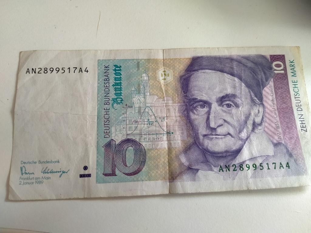 10 Duitse Mark biljet - Carl Friedrich Gauss (1989), Postzegels en Munten, Bankbiljetten | Europa | Niet-Eurobiljetten, Ophalen of Verzenden