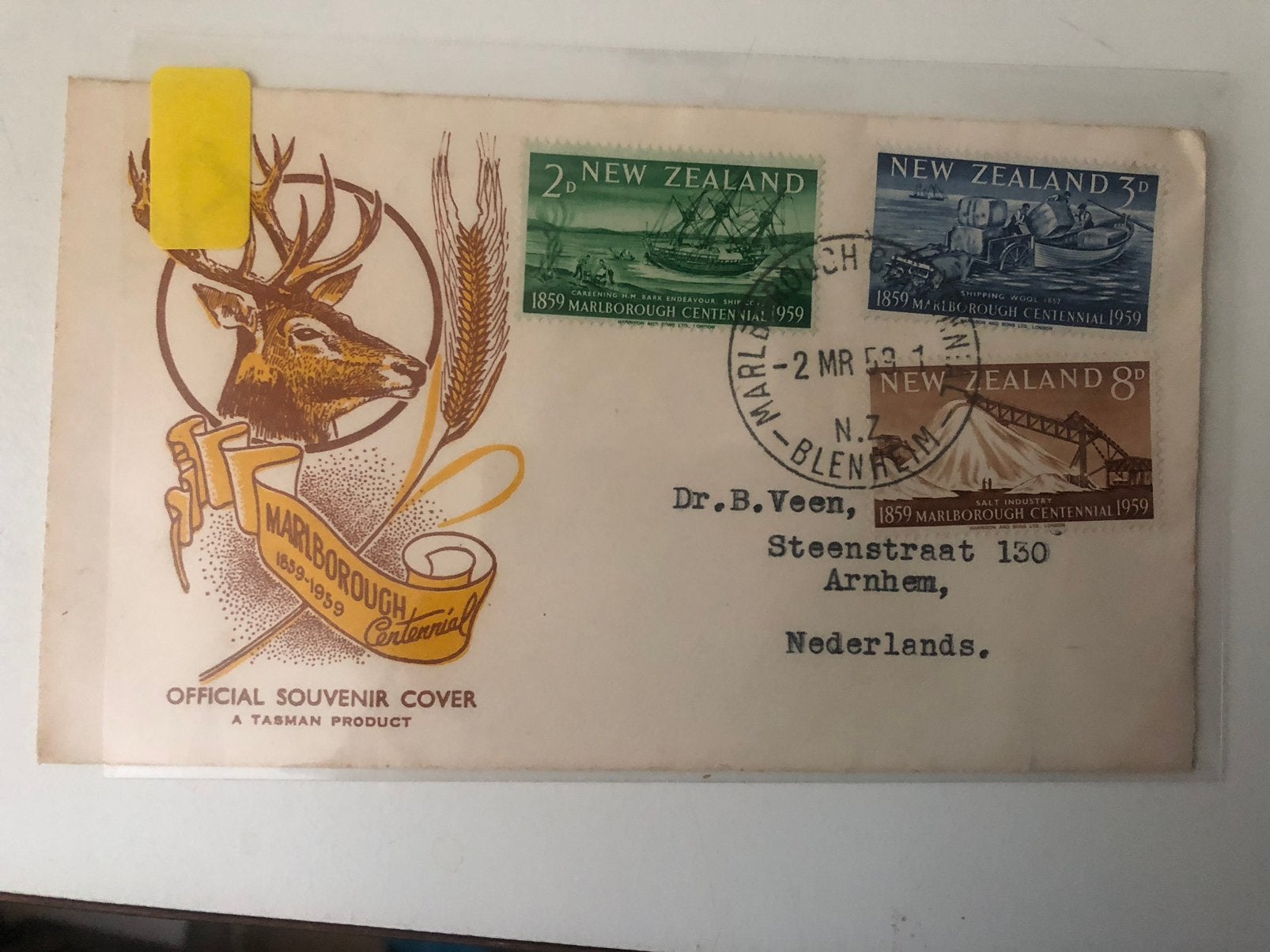 025 NZ FDC 1959, Ophalen of Verzenden, Envelop