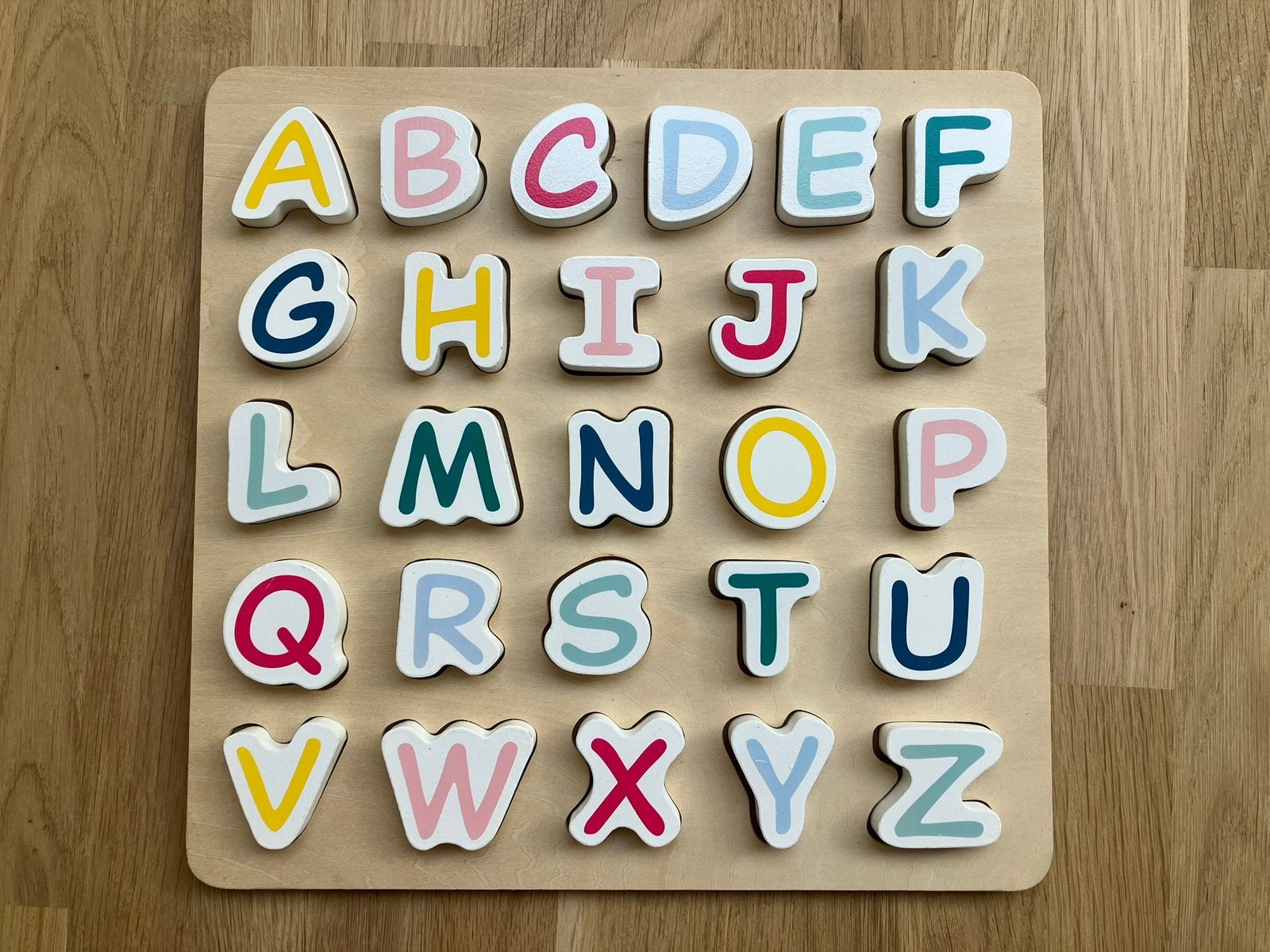 Puzzel hout, alfabet, Ophalen of Verzenden, Minder dan 500 stukjes, Zo goed als nieuw