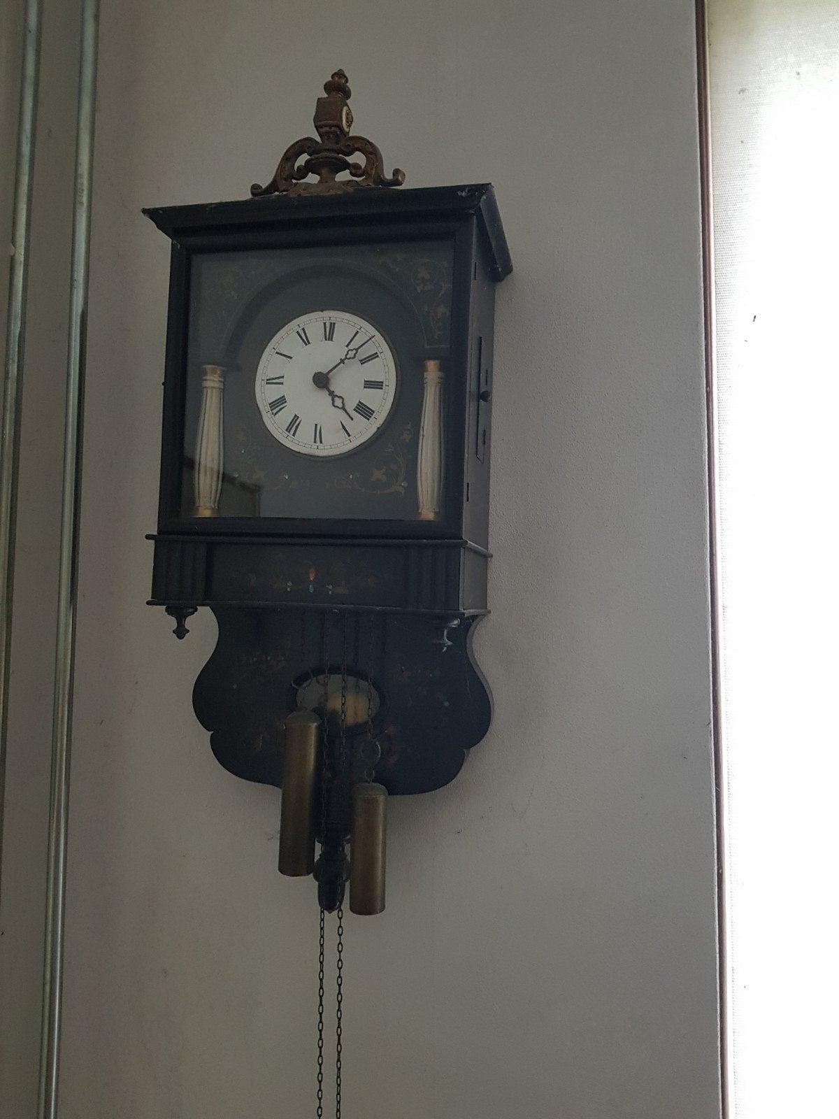 Antieke Schwarzwalder wandklok met gewichten, Ophalen of Verzenden