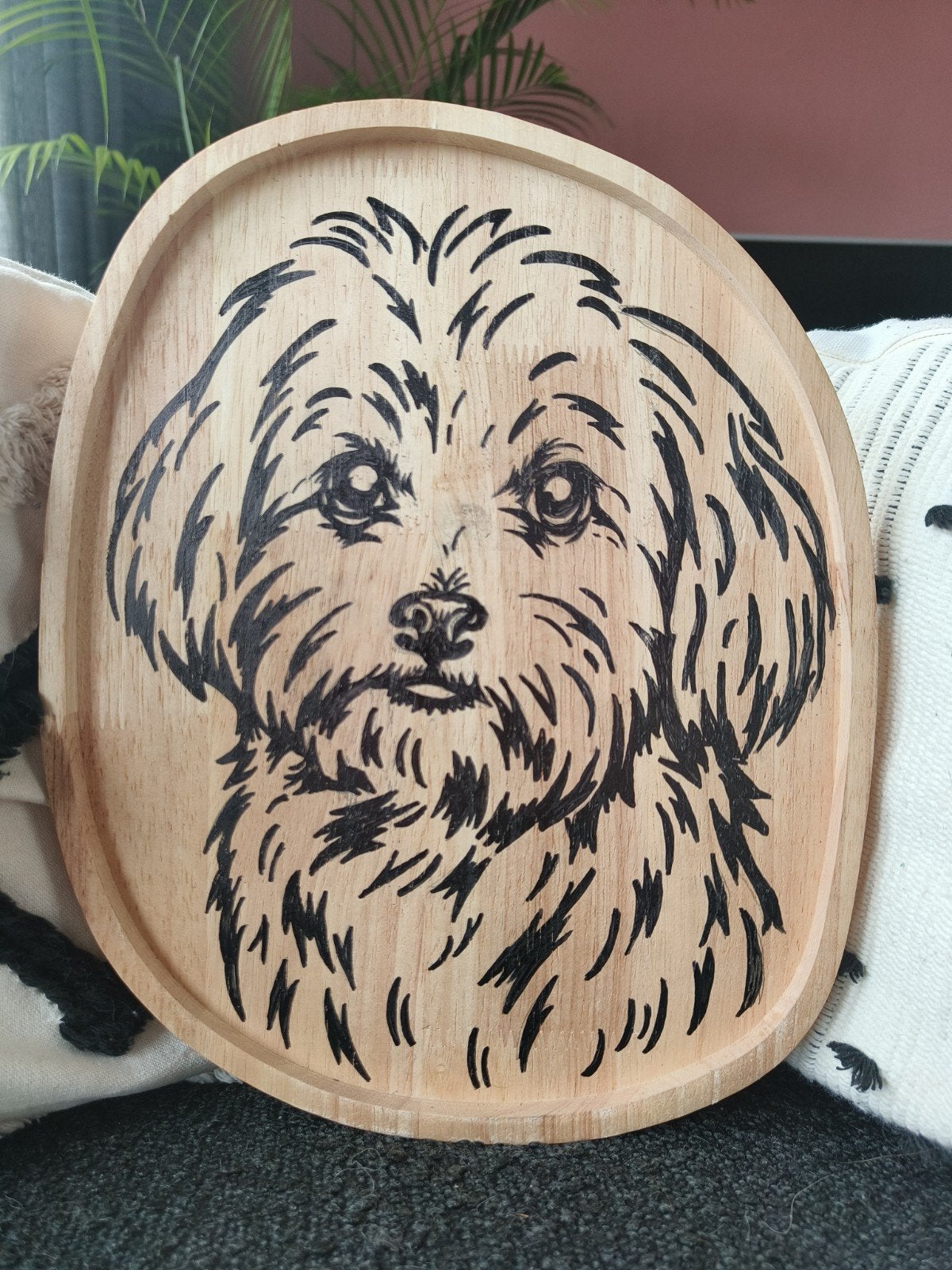 Handgemaakt Boomer hond dienblad van hout, Nieuw, Ophalen of Verzenden, Handgemaakt, Dienblad