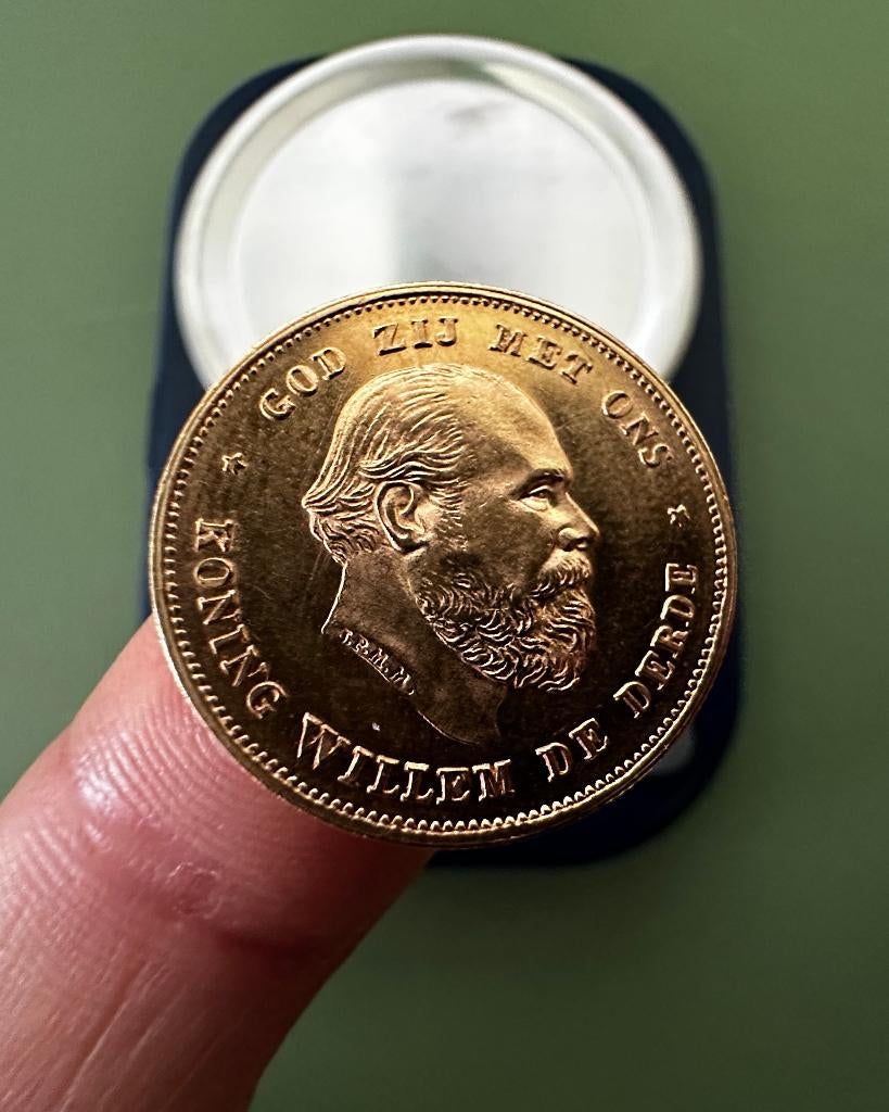 Gouden Tientje 10 Gulden Willem III, Koning Willem III, Verzenden, Goud, Losse munt