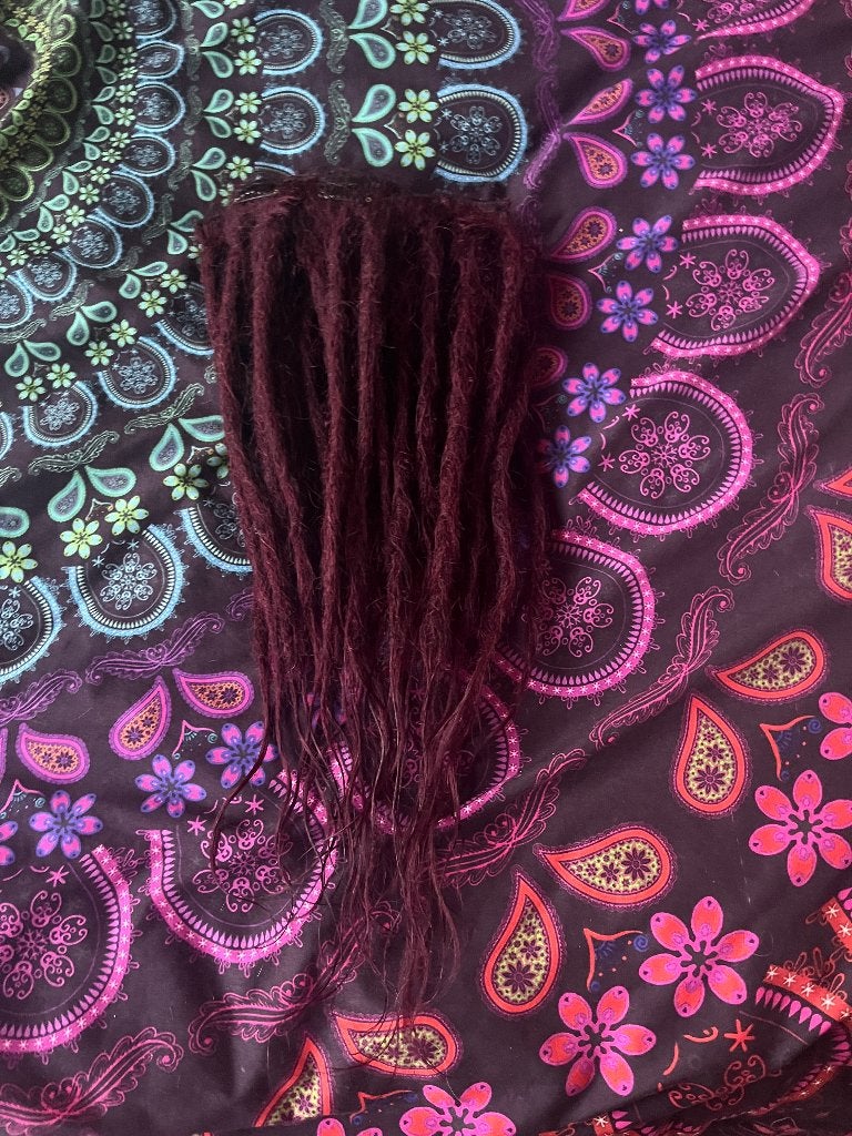 29 nieuwe auberginekleurige human hair clip dread extensions, Ophalen of Verzenden, Nieuw, Pruik of Haarverlenging