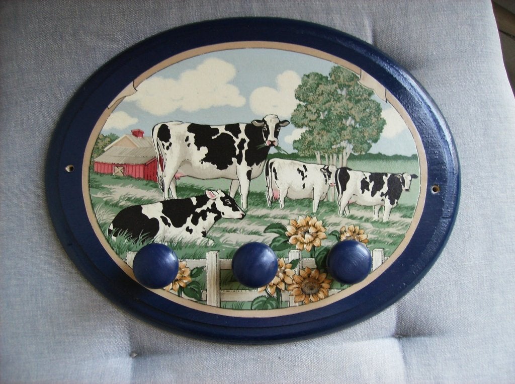 Kapstok, koeien in de wei, hout, Wandkapstok, Ophalen of Verzenden, Zo goed als nieuw, Minder dan 100 cm
