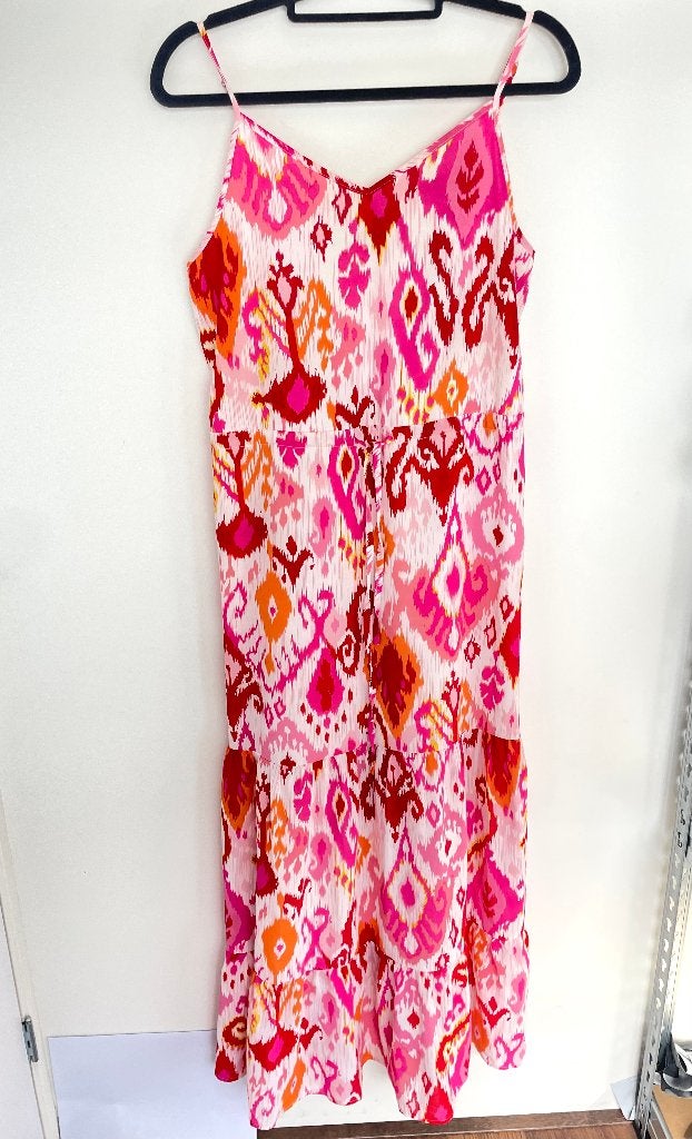 Smashed Lemon maxi jurk maat M 38 aztec print roze ceintuur, Maat 38/40 (M), Active Cheetah BV, Weesperstraat 124B 1112AP Diemen