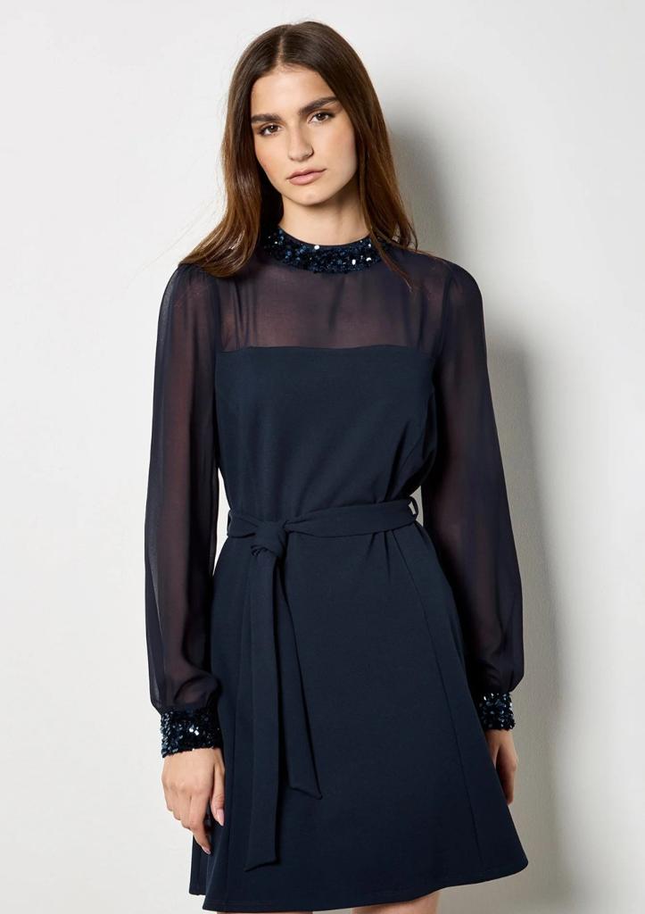 Elegant donkerblauwe jurk - Maat M - Nieuw met kaartje, Kleding | Dames, Jurken, Maat 38/40 (M), Blauw, Nieuw, Ophalen of Verzenden