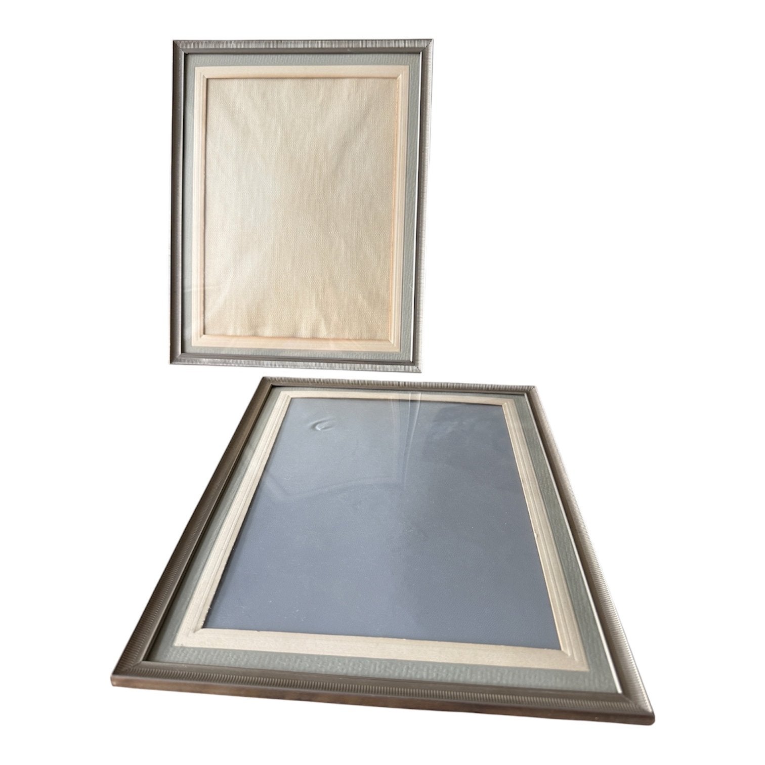 2 grote Vintage Fotolijsten Metaal Bol Glas, Ophalen of Verzenden, Gebruikt