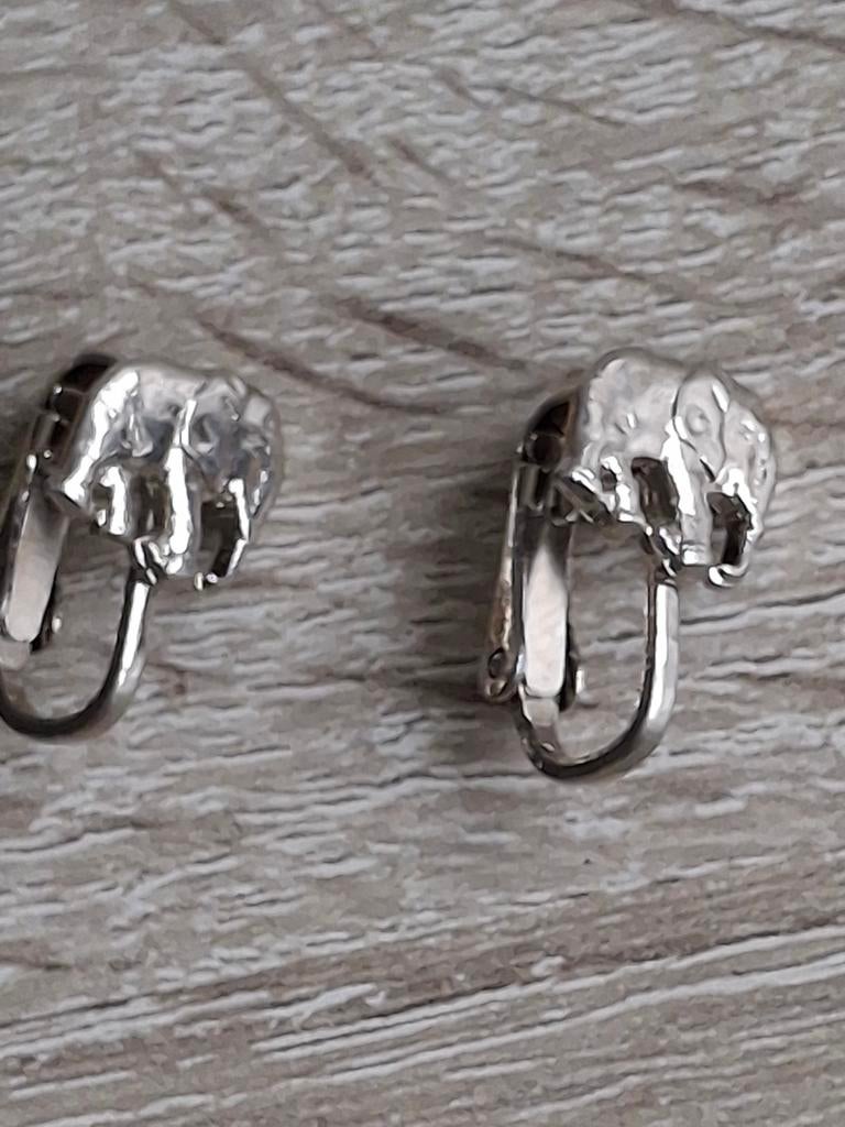 Zilverkleurige olifant oorclips, Ophalen of Verzenden