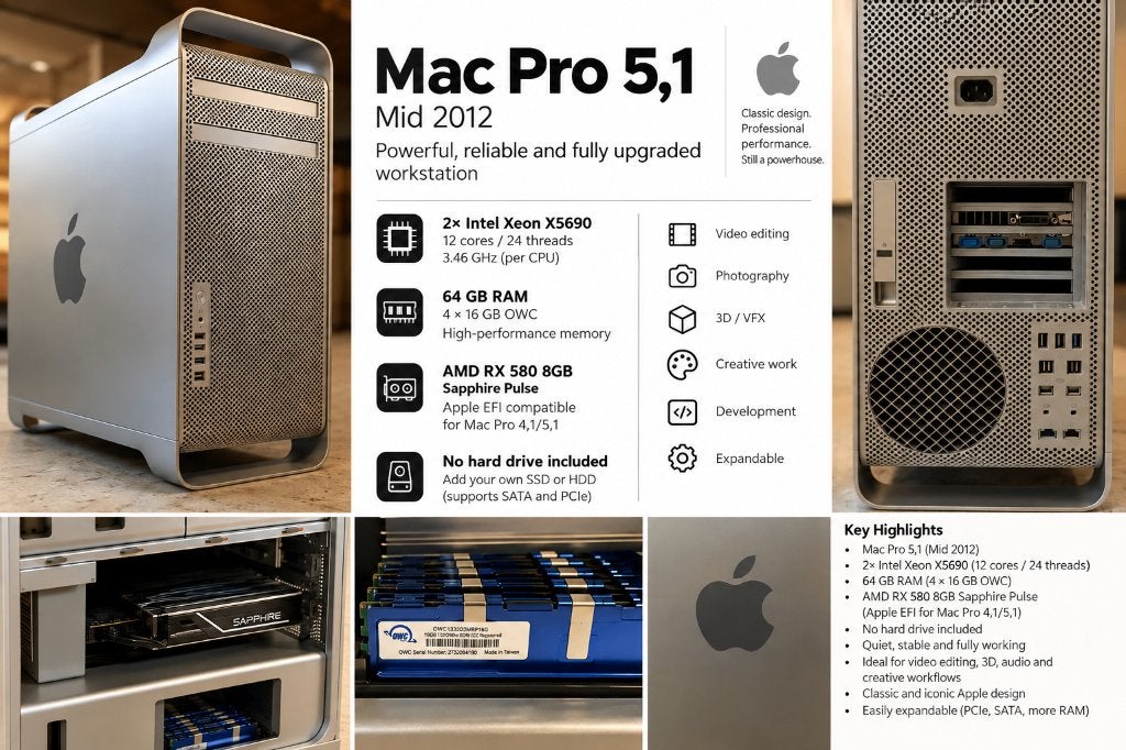 Mac Pro 5,1 Mid 2012 – 12-Core 3.46GHz, 64 GB of meer, Gebruikt, 64 GB, HDD