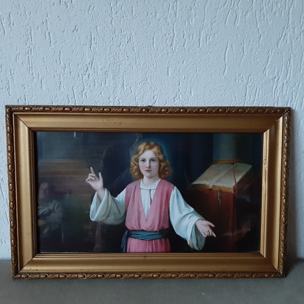 Religieuze voorstellingen ingelijst antiek, Ophalen of Verzenden
