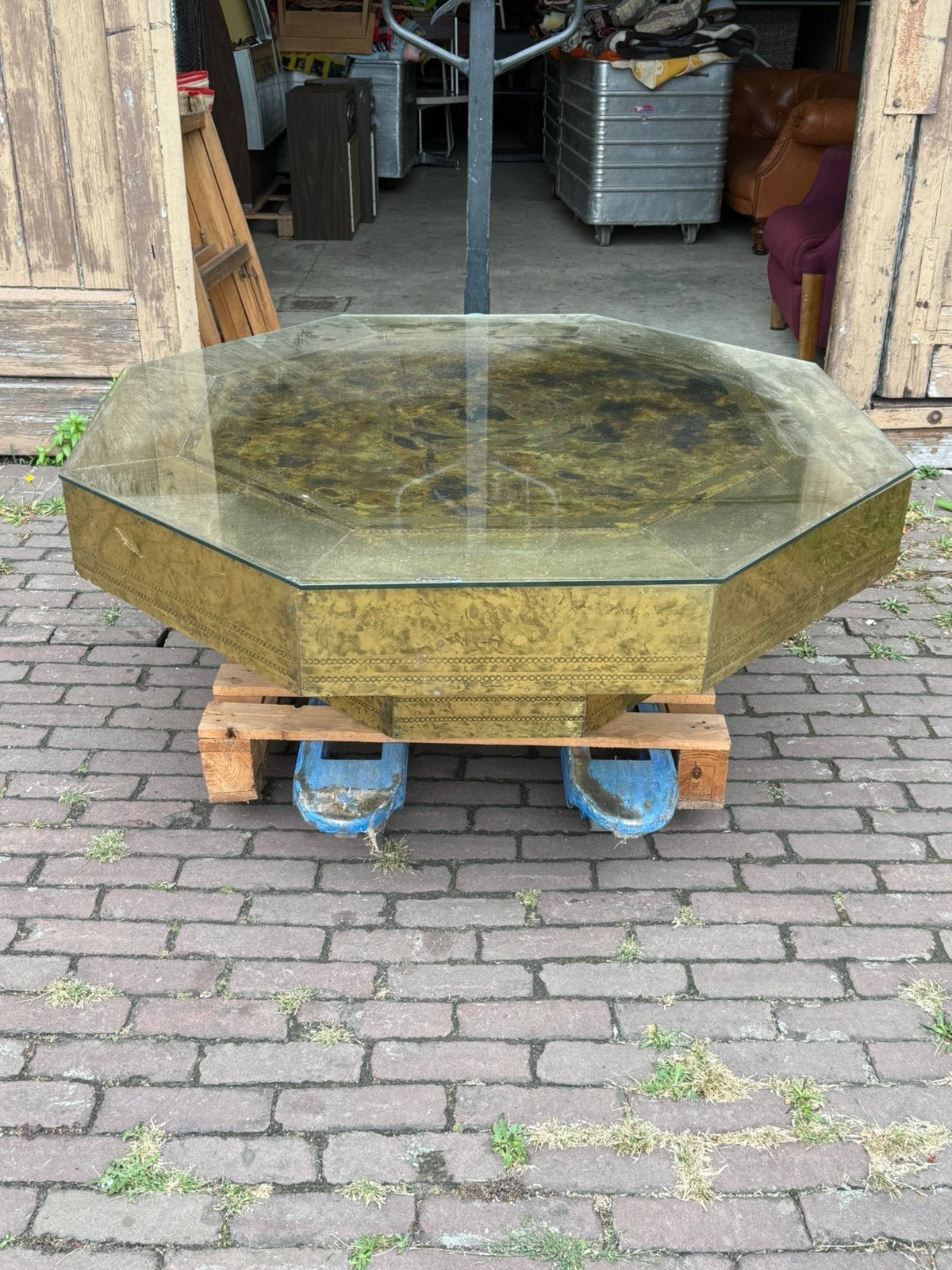 1970’s Mastercraft Acid Etched Brass Table by Bernhard Rohne, Ophalen