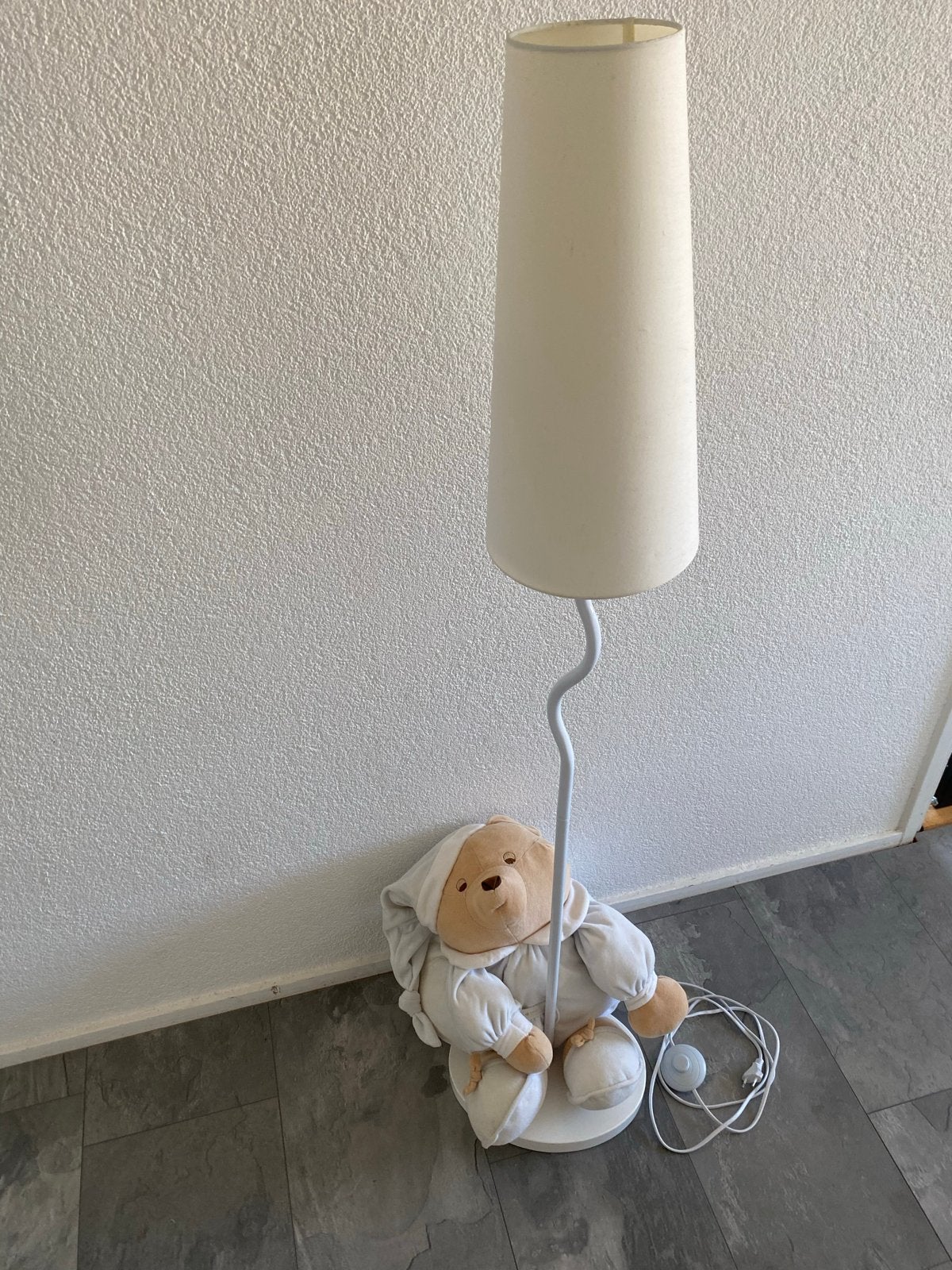 Nanan lamp wit/lichtblauw met knuffelbeer, Ophalen, Gebruikt, Stof, 100 tot 150 cm