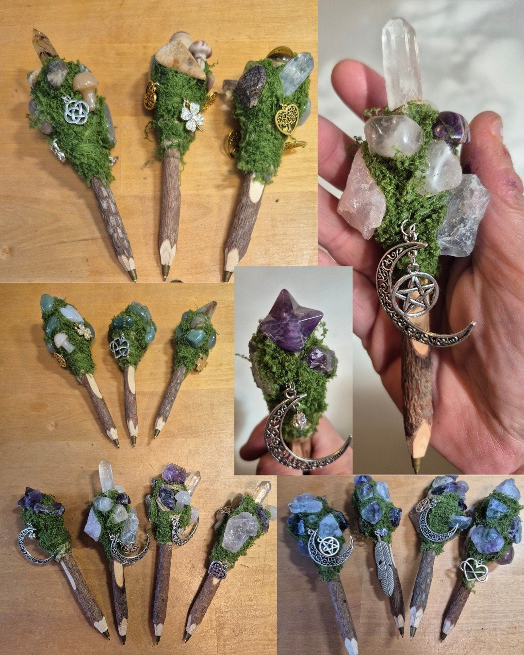 Handmade Edelsteen Magic boomstam pennen met bedels, Ophalen of Verzenden
