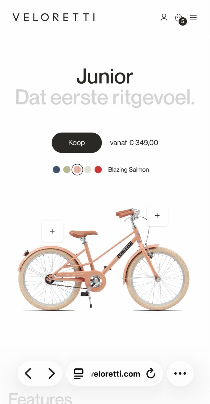Foto 6 van Veloretti Junior Kinderfiets - Blazing Salmon