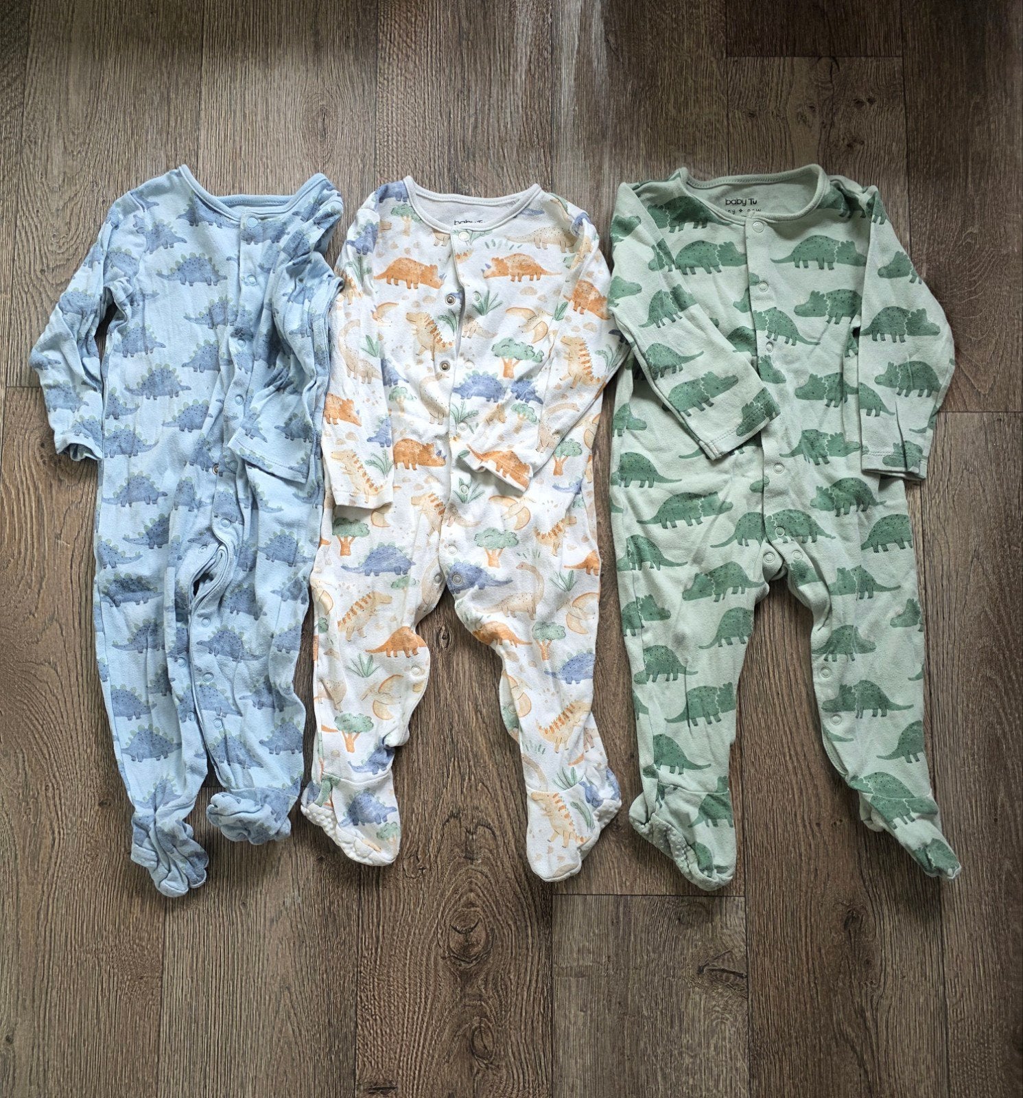 3x Baby Pyjama's Dino's Maat 80-86 cm, Nacht- of Onderkleding, Gebruikt, Jongetje of Meisje, Ophalen of Verzenden