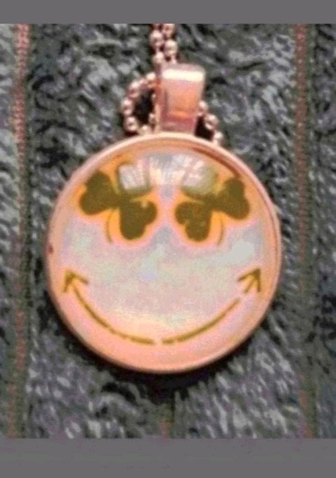 Ketting klavertje smiley, Verzenden, Nieuw, Zilver, Met hanger