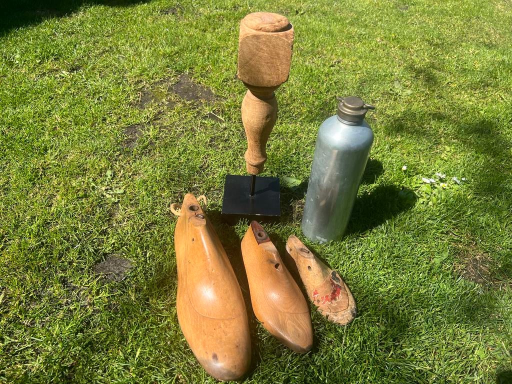 Brocante vintage woondecoratie 3xschoenmal kruik en ornament, Antiek en Kunst, Ophalen of Verzenden