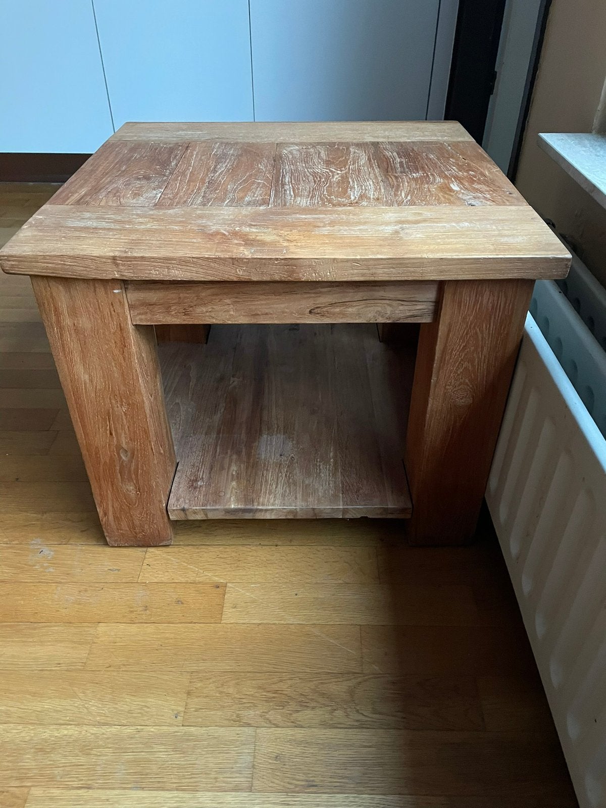 Teak salontafel 60x60, Ophalen, Zo goed als nieuw, Vierkant, 50 tot 100 cm