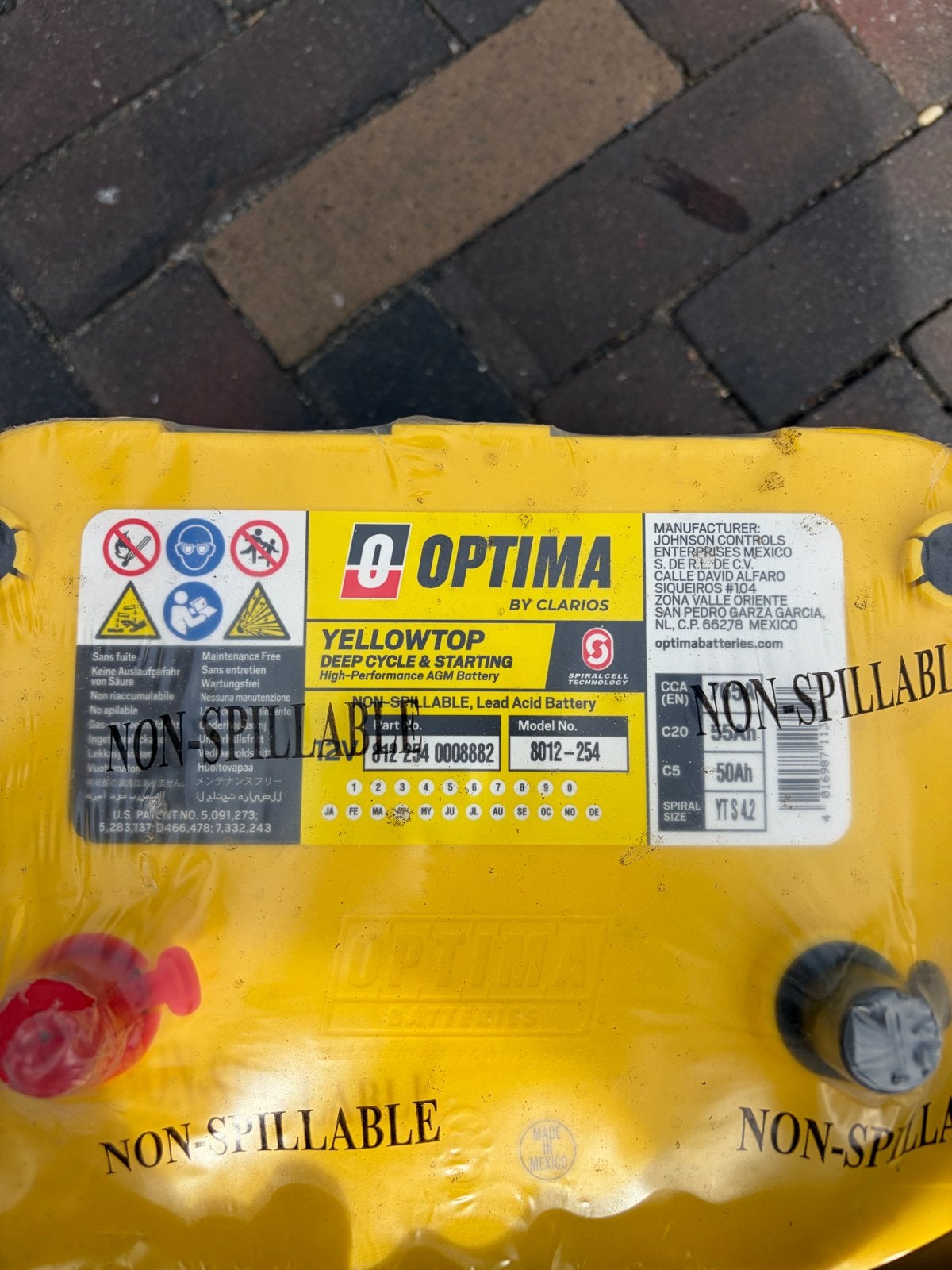 2x Nieuwe Optima Yellowtop Accu 8012-254 YTS 4.2 50Ah, Ophalen, Nieuw, Universele onderdelen